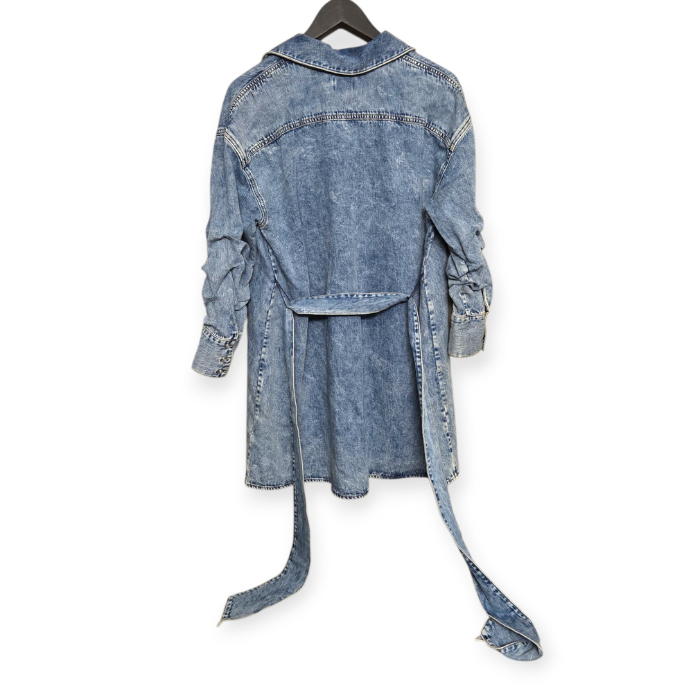 Alice + Olivia Belted Denim Mini Shirt Dress Casual Minimalist Western Large - Picture 5 of 7